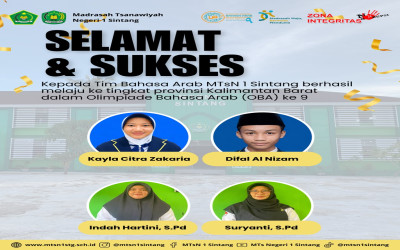 MTsN 1 Sintang Meraih Prestasi pada Olimpiade Bahasa Arab