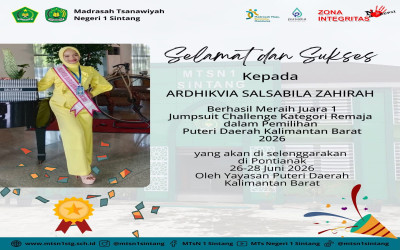 Siswi MTsN 1 Sintang Raih Juara 1 Jumpsuit Challenge Puteri Daerah Kalbar